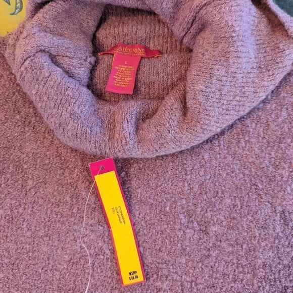 CATHERINE malandrino purple turtle neck oversized sweater nwt sz l - Picture 3 of 6